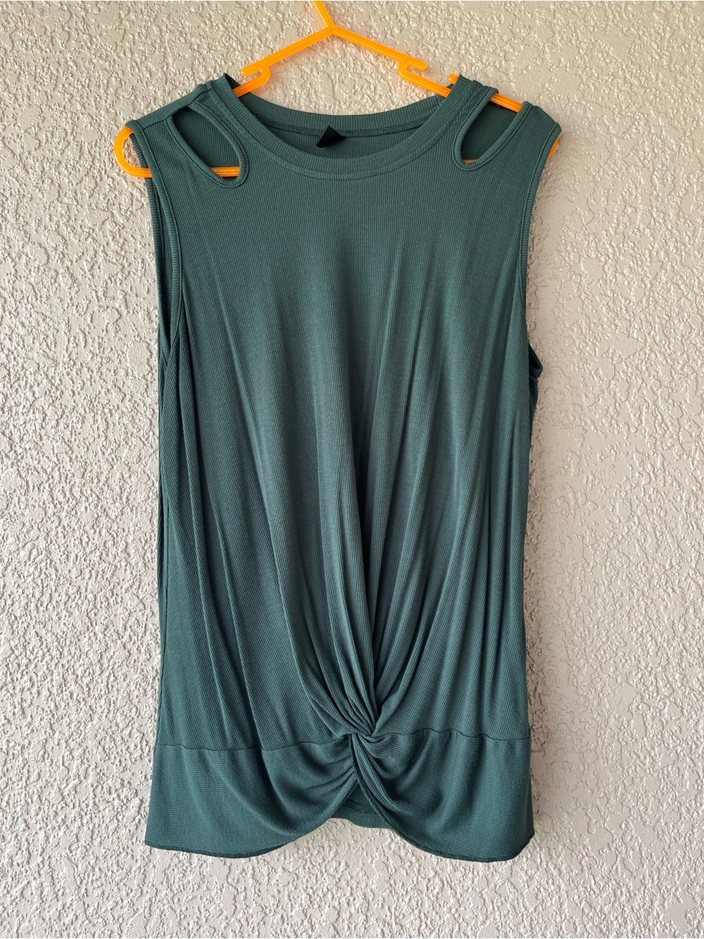 SHEIN Olive Green Twist-Hem Sleeveless Tank
